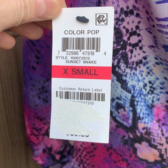 BAR III Purple Sunset Snake Twisted Back Long Sleeve Blouse Top XS - Picture 11 of 12